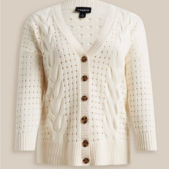 Plus size sweater cardigan by Torrid 2 2X 18 20 plus size cream sweater NWT - Picture 1 of 4